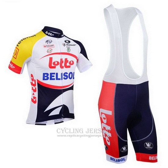2013 Cycling Jersey Lotto Belisol Purple and White Short Sleeve and Bib Short